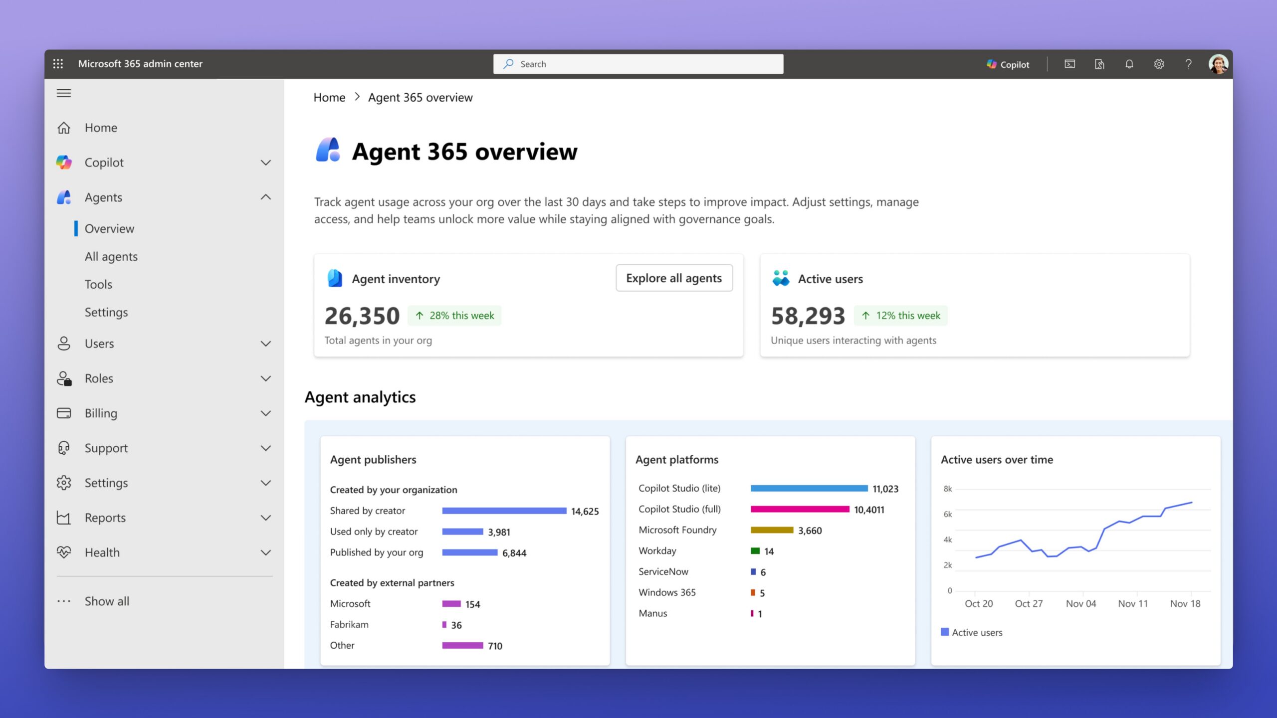 Agent 365 overview in the Microsoft 365 admin center