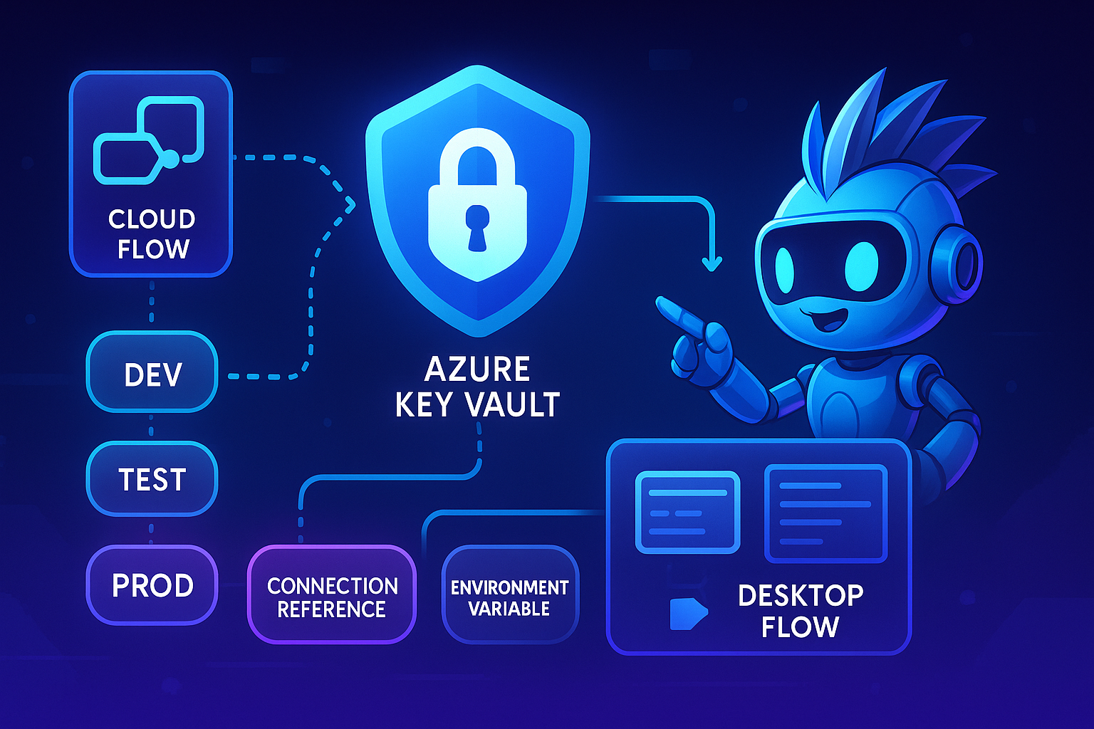 Integrate Azure Key Vault with cloud and desktop flows the right way for ALM