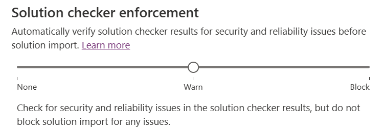 Solution checker enforcement settings on a Managed Environment